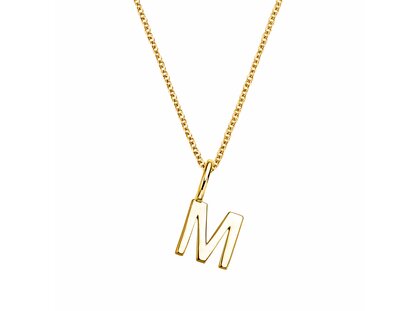 Letter pendant Classic M in 14K yellow gold polished