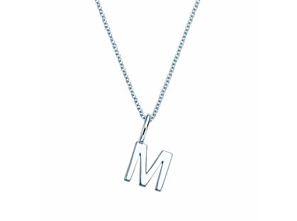 Letter pendant Classic M in 14K white gold polished