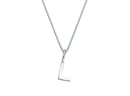 Letter pendant Classic L in 14K white gold polished