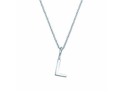 Letter pendant Classic L in 14K white gold polished