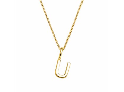 Letter pendant Classic U in 9K yellow gold polished