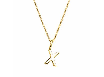 Letter pendant Classic X in 9K yellow gold polished