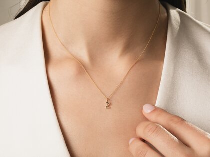 Letter pendant Classic Z in 14K white gold polished