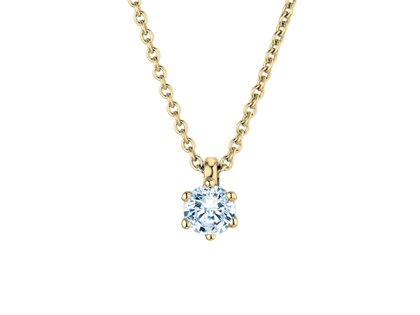 Pendant Classic Lab-grown diamond in 14K yellow gold with lab-grown diamond 0.25ct E/VS
