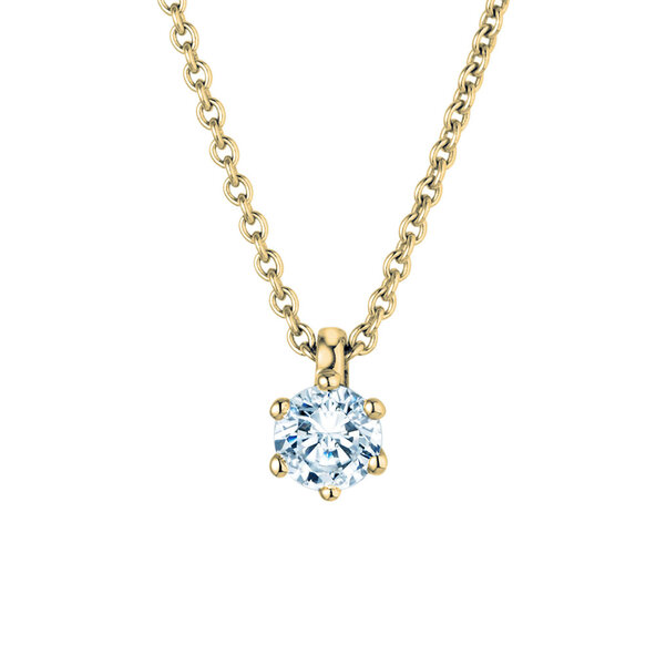 Pendant Classic Lab-grown diamond in 14K yellow gold with lab-grown diamond 0.25ct E/VS