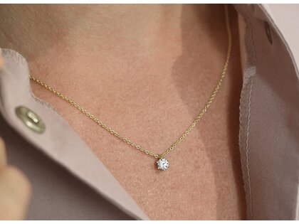 Pendant Classic Lab-grown diamond in 14K yellow gold with lab-grown diamond 0.25ct E/VS