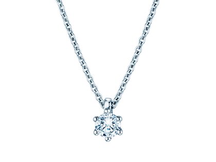 Pendant Classic Lab-grown diamond in 14K white gold with lab-grown diamond 0.15ct E/VS