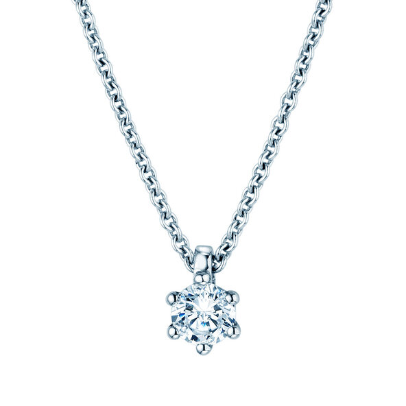 Pendant Classic Lab-grown diamond in 14K white gold with lab-grown diamond 0.15ct E/VS