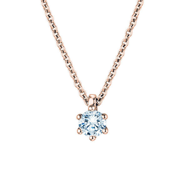 Pendant Classic Lab-grown diamond in 18K rosé gold with lab-grown diamond 0.15ct E/VS
