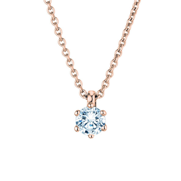 Pendant Classic Lab-grown diamond in 18K rosé gold with lab-grown diamond 0.25ct E/VS
