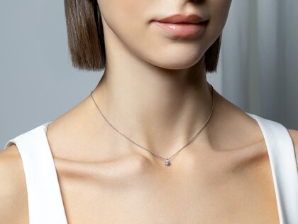 Pendant Classic Lab-grown diamond in 14K white gold with lab-grown diamond 0.15ct E/VS