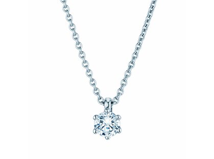Pendant Classic in 18K white gold with diamond 0.25ct G/SI, 42cm 1.1mm