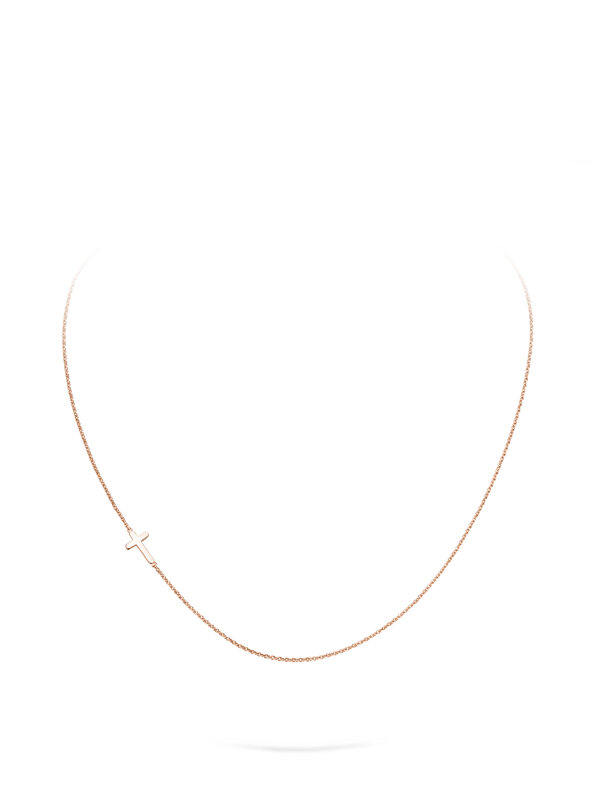 Necklace Cross in 14K rosé gold polished
