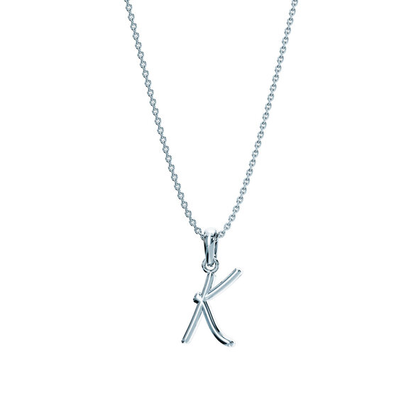 Letter pendant Dalí K in silver 925/- polished, 45cm 1.1mm