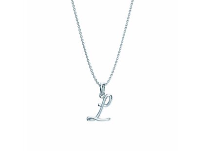 Letter pendant Dalí L in 14K white gold polished