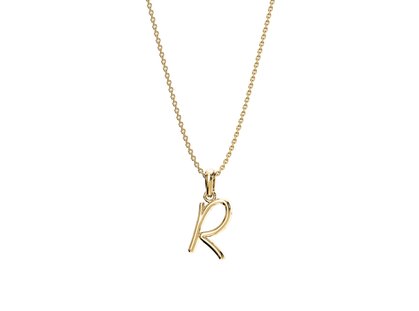 Letter pendant Dalí R in 18K yellow gold polished, 42cm 1.1mm