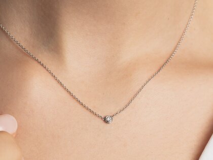 Pendant Diamond Bowl in 14K white gold with diamond 0.05ct G/SI, 42cm 1.1mm