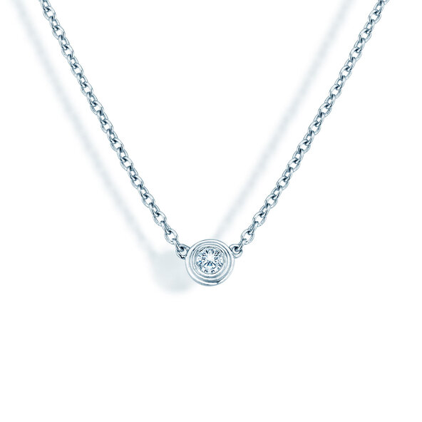 Pendant Diamond Bowl in 14K white gold with diamond 0.05ct G/SI, 42cm 1.1mm