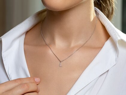 Letter pendant Diamond Letter Petite L in 14K yellow gold polished