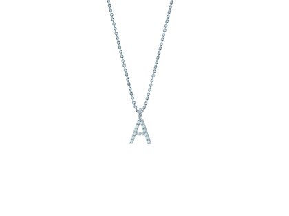 Letter pendant Diamond Letter Petite A in 14K white gold polished