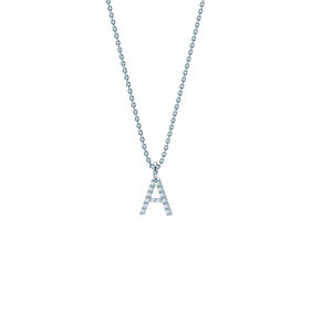 Letter pendant Diamond Letter Petite A in 14K white gold polished