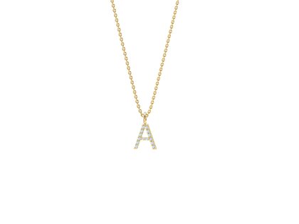 Letter pendant Diamond Letter Petite A in 14K yellow gold polished