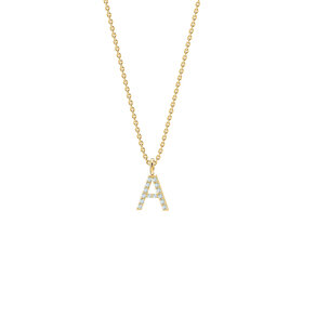 Letter pendant Diamond Letter Petite A in 14K yellow gold polished