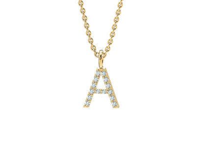 Letter pendant Diamond Letter Petite A in 14K yellow gold polished