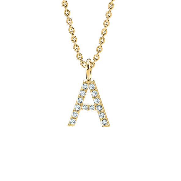 Letter pendant Diamond Letter Petite A in 14K yellow gold polished