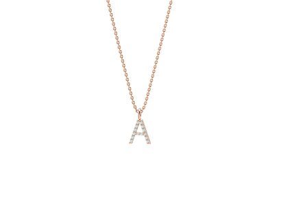 Letter pendant Diamond Letter Petite in 9K rosé gold