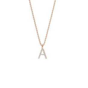 Letter pendant Diamond Letter Petite in 9K rosé gold