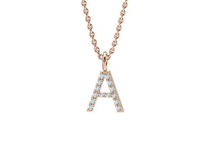 Letter pendant Diamond Letter Petite in 9K rosé gold