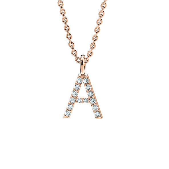 Letter pendant Diamond Letter Petite in 9K rosé gold