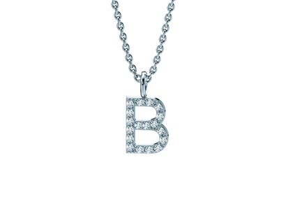 Letter pendant Diamond Letter Petite B in 14K white gold polished