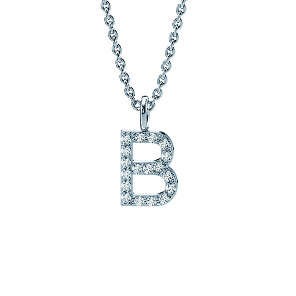 Letter pendant Diamond Letter Petite B in 14K white gold polished