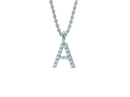 Letter pendant Diamond Letter Petite A in 14K white gold polished