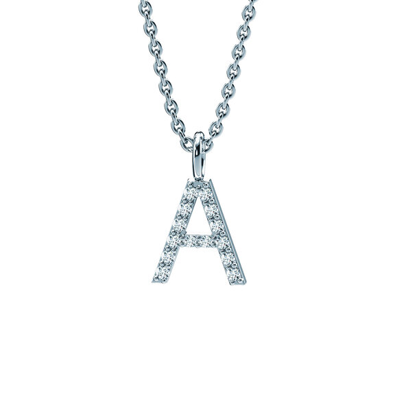 Letter pendant Diamond Letter Petite A in 14K white gold polished