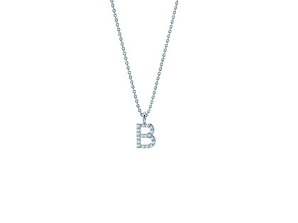 Letter pendant Diamond Letter Petite B in 14K white gold polished