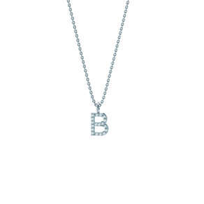 Letter pendant Diamond Letter Petite B in 14K white gold polished