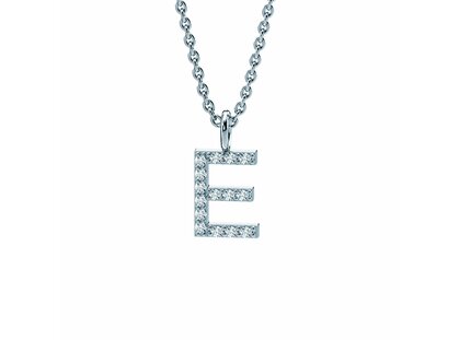 Letter pendant Diamond Letter Petite E in platinum 950/- polished, 42cm 1.1mm