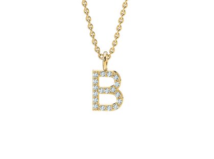 Letter pendant Diamond Letter Petite B in 18K yellow gold polished