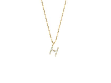 Letter pendant Diamond Letter Petite H in 18K yellow gold polished, 45cm 1.5mm