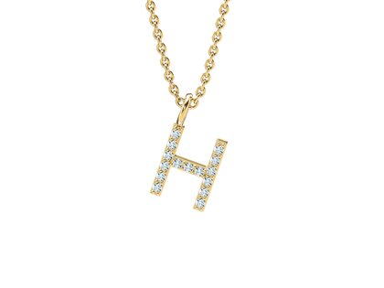 Letter pendant Diamond Letter Petite H in 18K yellow gold polished, 45cm 1.5mm