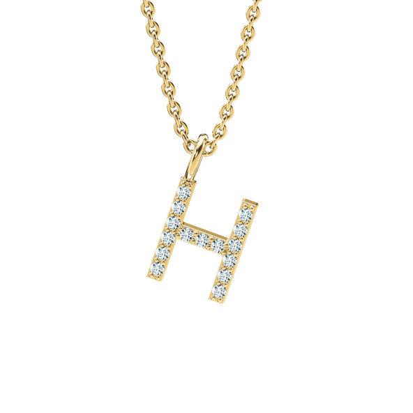 Letter pendant Diamond Letter Petite H in 18K yellow gold polished, 45cm 1.5mm