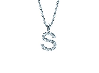 Letter pendant Diamond Letter Petite S in 18K white gold polished