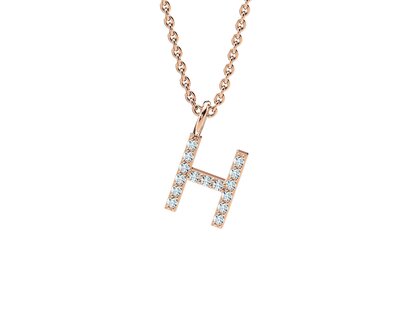 Letter pendant Diamond Letter Petite H in 14K rosé gold polished, 42cm 1.1mm