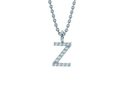 Letter pendant Diamond Letter Petite Z in 9K white gold polished