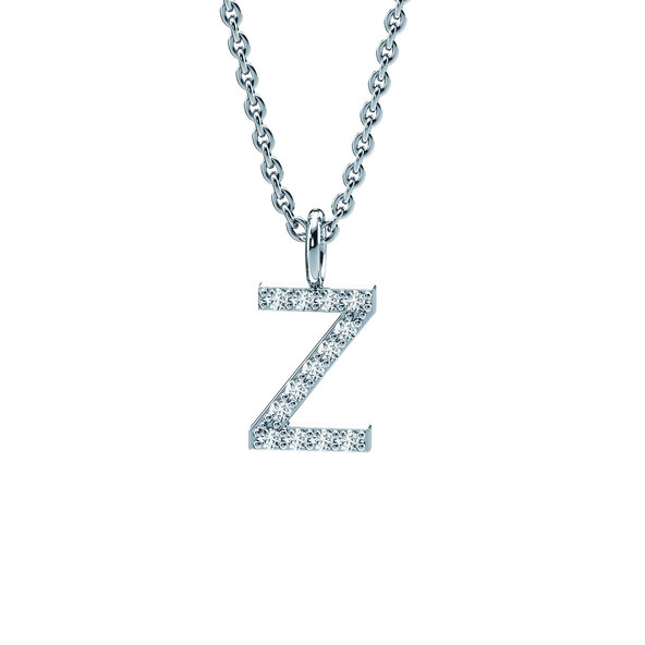 Letter pendant Diamond Letter Petite Z in 9K white gold polished