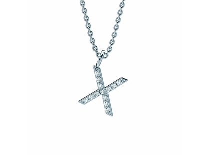 Letter pendant Diamond Letter Petite X in 18K white gold polished, 42cm 1.1mm