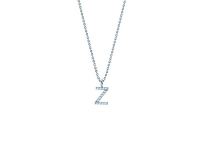 Letter pendant Diamond Letter Petite Z in 9K white gold polished